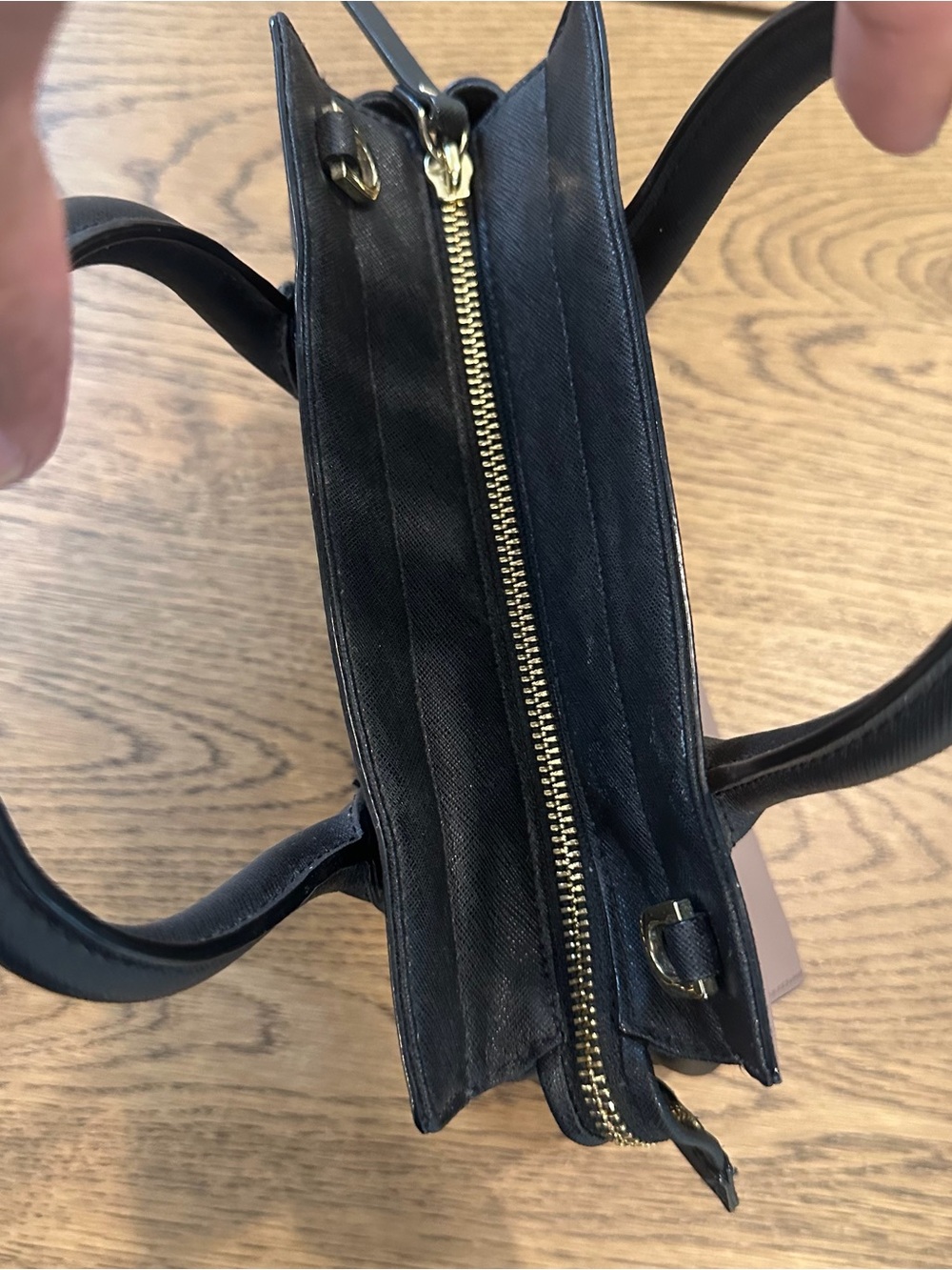 Kate Spade New York Small Satchel Black Taupe Leather Handbag - Picture 4 of 12